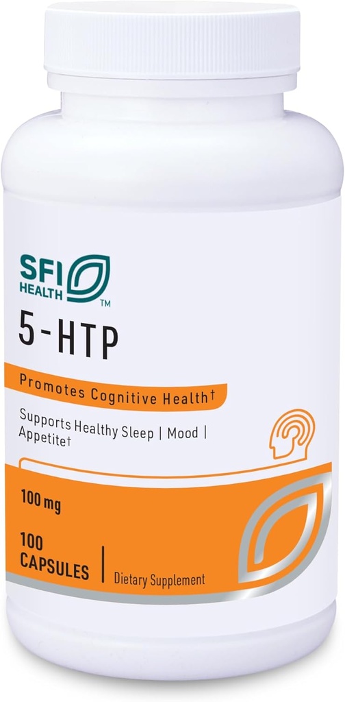 Klaire Labs SFI Health 5-HTP 100 mg - Hypoallergenic 5-HTP de Griffonia Seed Extract - Hydroxytryptophan Suplemento de apoyo a la serotonina para promover el mood (100 cápsulas)