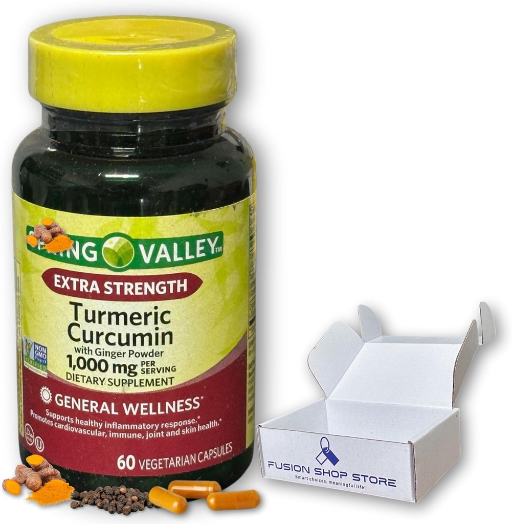 Turmeric Curcumin 1000mg- 60 Capsules (Pack of 1), Boxed by Fusion Shop Store