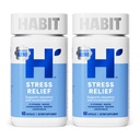 Habit Stress Relief Supplement 2 Pack (120 Capsules) - New Look, Supports Relaxation & Mood Balance, Vitamina B, Adaptogens, Lemon Balm, Calming, Vegan, Non-GMO