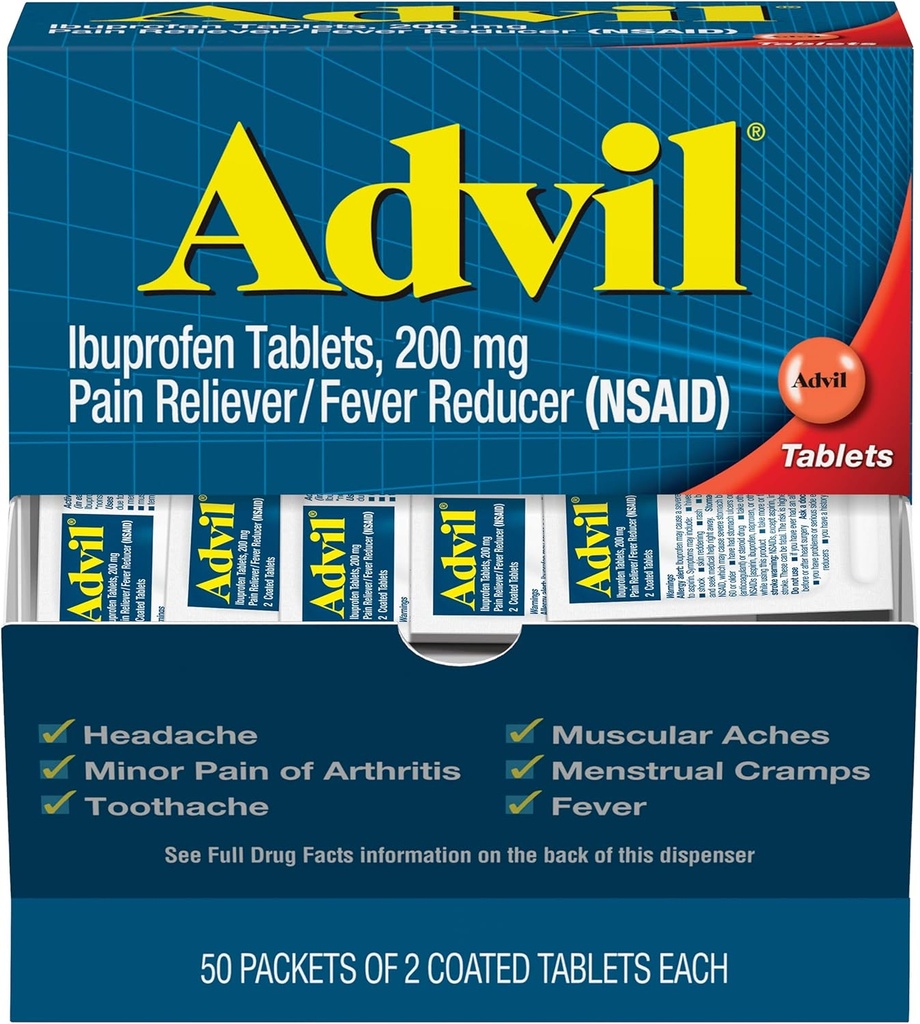 Advil Ibuprofen, 200mg, 2 Conde (Pack of 50)