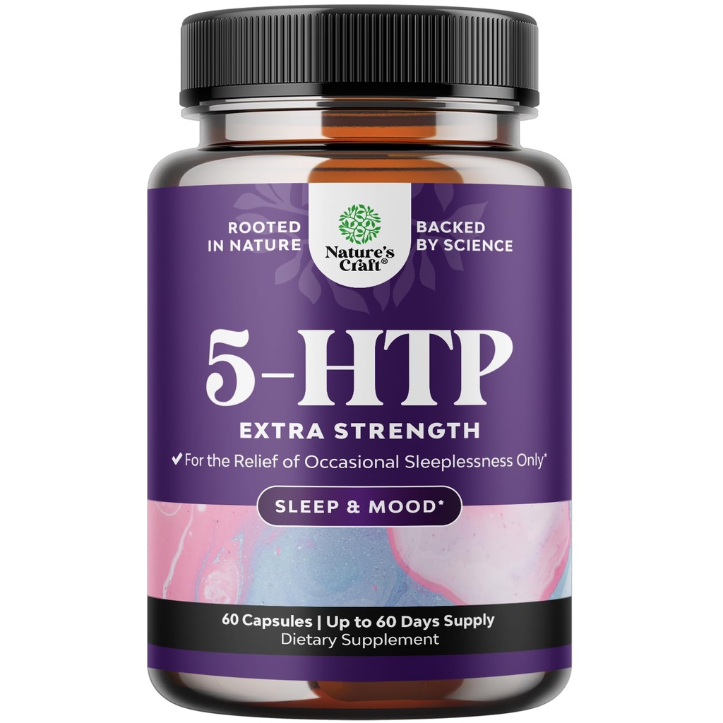 5 HTP Suplemento 5-Hydroxytryptophan - 5HTP 100mg por Serving Gentle Herbal Sleep and Mood Enhancer - 5-HTP 100 mg por Serving Mood Suplemento y Sleep Support Capsules de Griffonia Simplicifolia