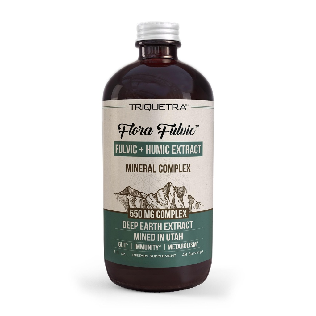 Flora Fulvic TEN Fulvic Acid + Humic Acid Complex – 550 mg Ø Mined in Utah, Prehistoric Deep Earth Extract ANTE Immunity, Gut, Digestion – Natural Trace Mineral Complex, Fulvic Acid Supplement – 8 fl oz.