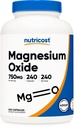 Nutricost Magnesium Oxide 750mg, 240 Capsules - 420mg de Magnesio, No GMO, Gluten Free