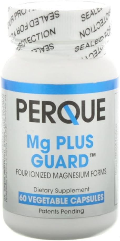 PERQUE Mg Plus Guard Magnesium - Suplemento de magnesio de alta absorción con Glycinate, Ascorbate & Citrate - Soporta el corazón y la función metabólica - No GMO, libre de gluten -60 cápsulas vegetales