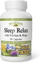 Herbal Factores Sleep Relax Fórmula por Factores Naturales, Natural Sleep Aid with Valerian Root, Passion Flower and Skullcap, Non-GMO, 90 cápsulas (90 porciones)
