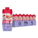 SlimFast Protein Shake, Strawberry- 20g Protein, Meal Replacement Shake Listo para beber, High Protein with Low Carb and Low Sugar, 24 Vitaminas y Minerales, 12 Cuenta (Pack of 1) (Packaging May Vary)