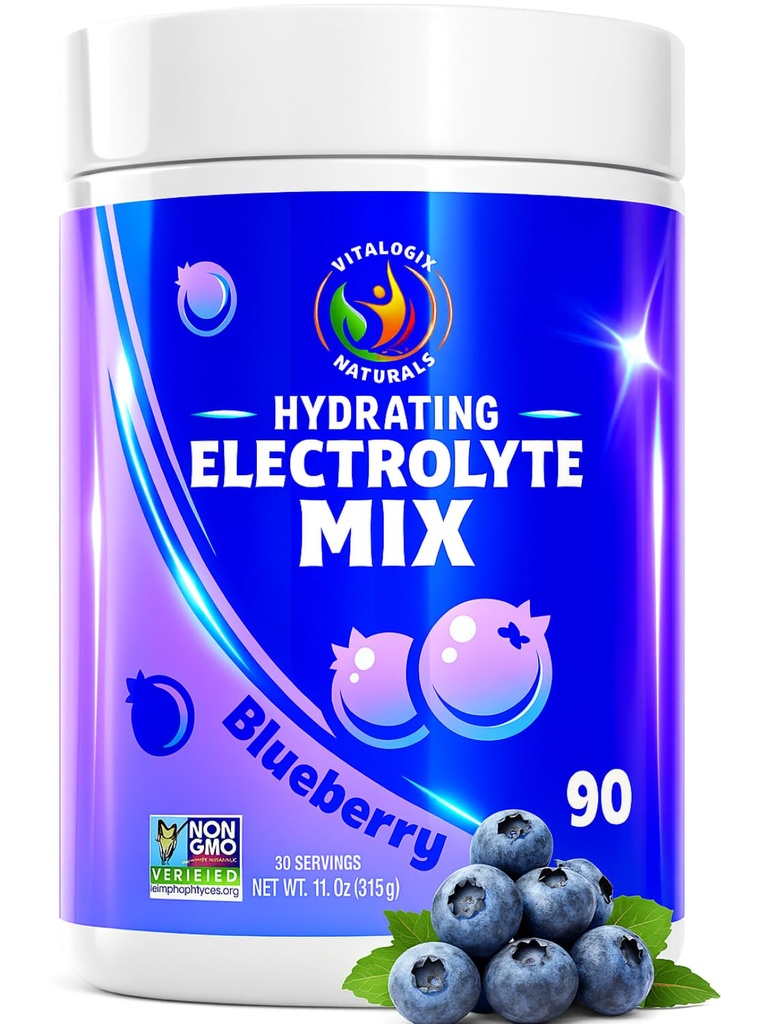 Blueberry Hydration Powder – Zero Sugar Electrolyte Drink Mix ← 90 Servings  Keto, Vegan, Gluten-Free ← Electrolytes naturales para la recuperación de músculos, energía, Cramp Relief  durable for Women, Runners