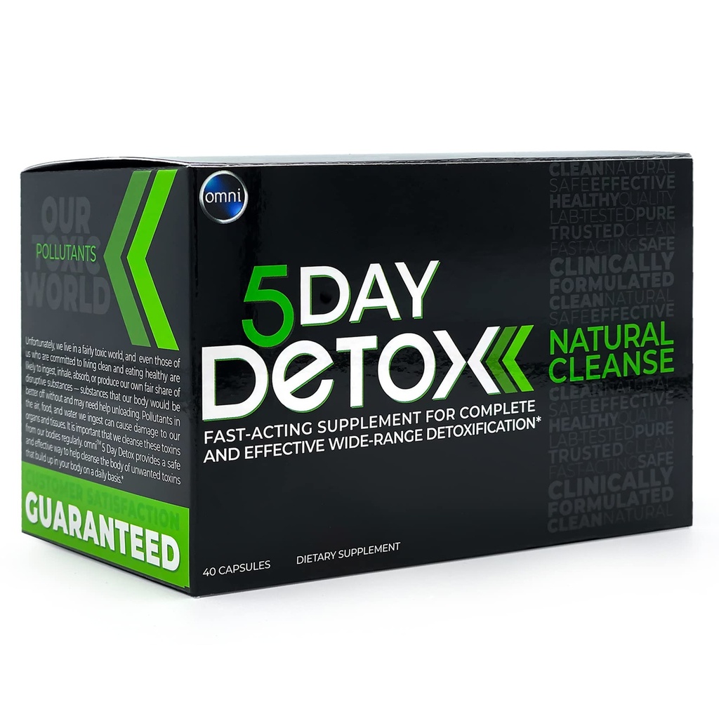 Wellgenix Omni 5 Day Detox Cleanse - Premium Natural Body Detox Supplement, 40 Capsules for Toxin Removal, Total Body Purge, Supports Healthy Liver, Kidneys, Urinary Tract, " Digestive System