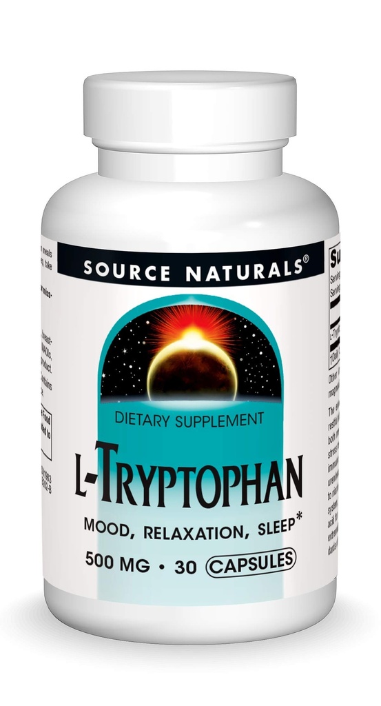 Fuente Naturales L-Tryptofan, para Mood, Relax y Dormir*, 500mg - 30 cápsulas