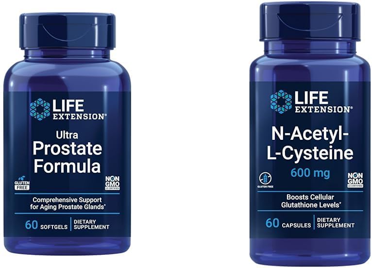 Life Extension Ultra Prostate Formula, Saw Palmetto for Men, pygeum, sting Nettle & N-Acetyl-L-Cysteine (NAC), Immune, Respiratory, Liver Health, NAC 600 mg