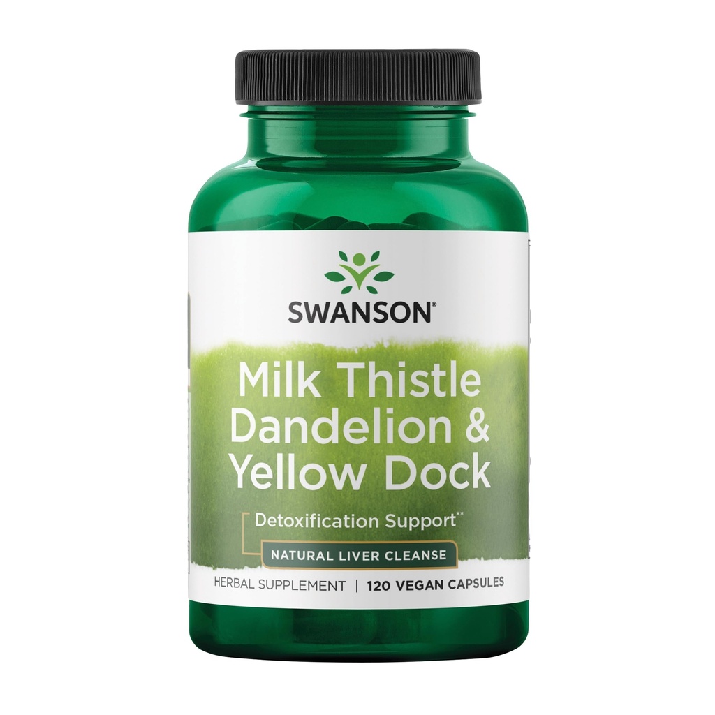 Swanson Milk Thistle, Dandelion &amp; Yellow Dock - Herbal Liver Support Supplement - Natural Supplement Helping to Maintain Global Health &amp; Wellbeing - (120 Capsules) (1 Pack)
