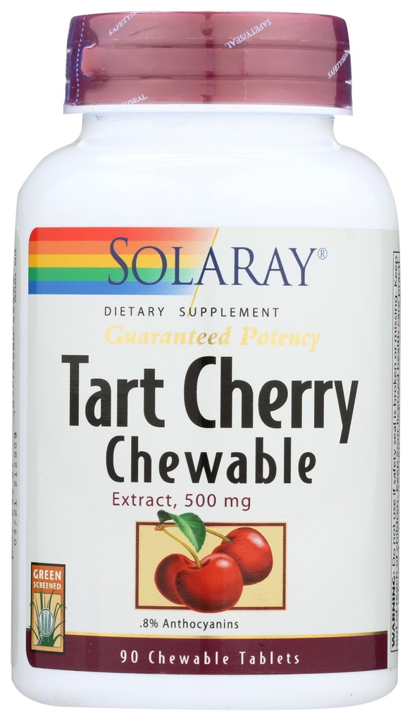 SOLARAY garantizado Potency Tart Cherry Fruit Extract, Chewable, Cherry (Btl-Plastic) 500mg  durable 90ct