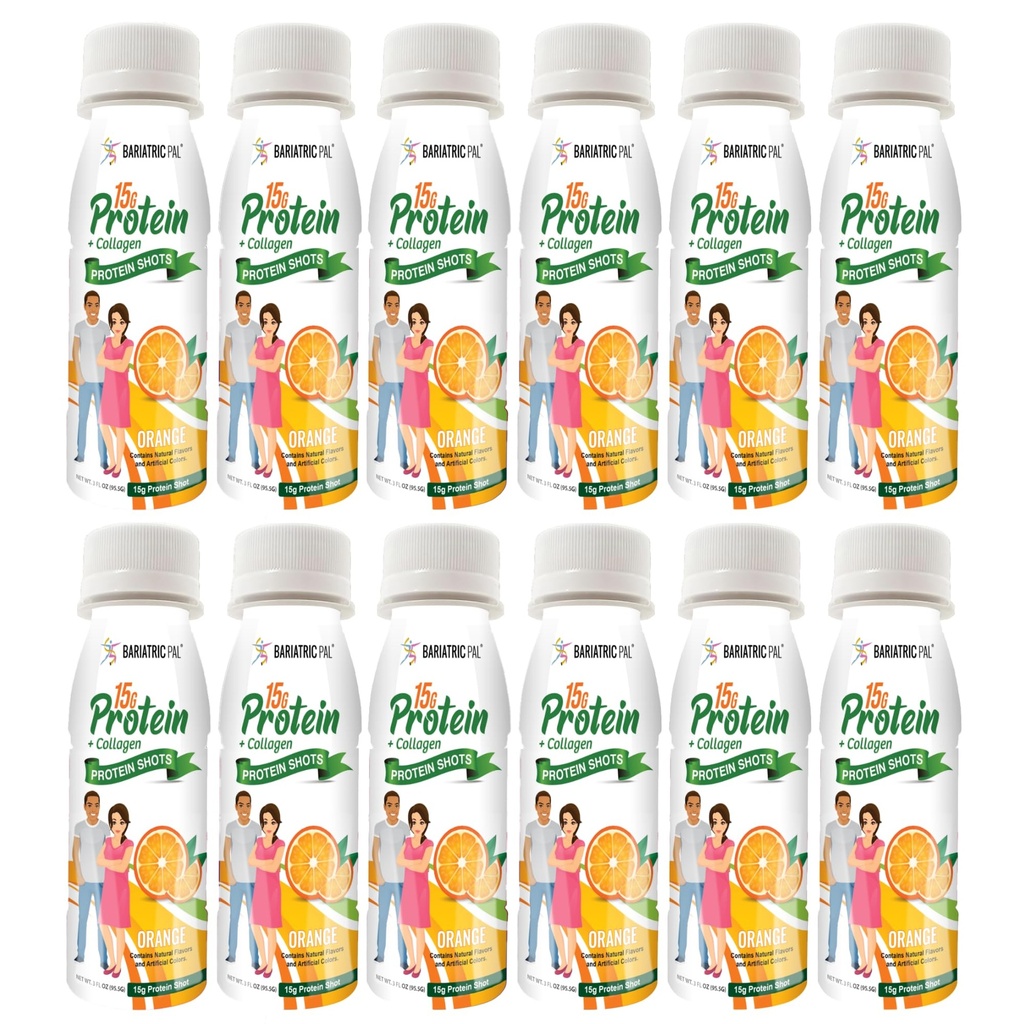 BariatricPal 15g Zapatos de proteína y colágeno listos para tomar - Naranja (12 botellas)