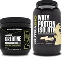 NutraBio Creatine Monohydrate, Unflavored, 150g y Whey Protein Isolate, Alpine Vanilla, Suplemento Bundle - Muscle Energy, Lean Muscle Growth, Recovery, and Strength