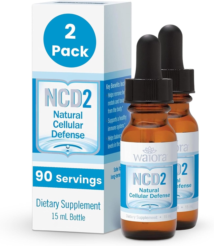 Waiora NCD2 Activated Liquid Zeolite Drops, Mix in Food/Drinks, Natural Body Cleanse &amp; Promote Immune Support, All Natural, pH Balance Zeolite Liquid Drops - 2 Bottles (0,5 oz. ea.) 180 serv.