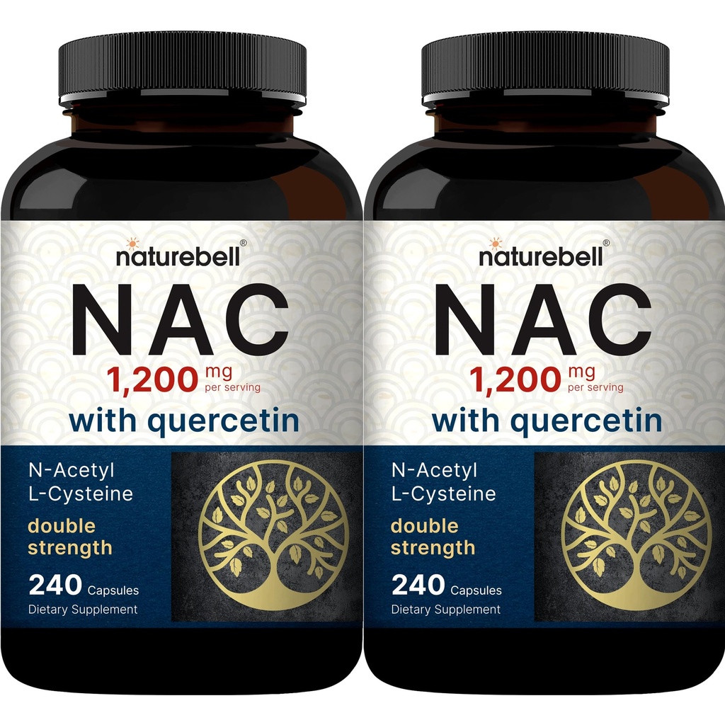 2 Pack NAC Supplement (N-Acetyl Cysteine) with Quercetin, 1,200mg Por Serving, 480 Capsules ← Double Strength Antioxidant Support for Immune, Liver, & Lung Health – Non-GMO