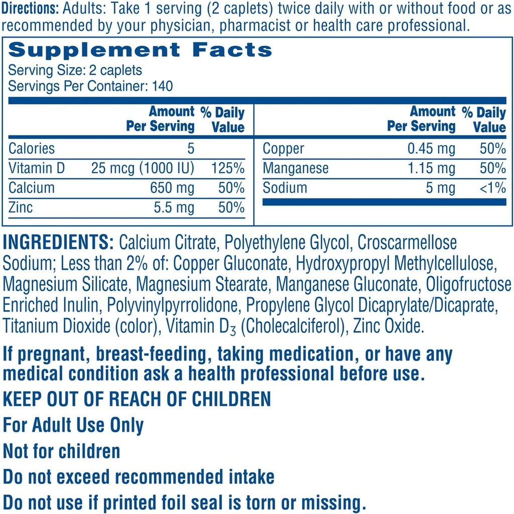 Máximo más citracales, altamente soluble, fácil de digerir, 630 mg Citrato de calcio con 1000 UI Vitamina D3, Suplemento de salud ósea para adultos, cápsulas, 280 Cuenta (Pack of 1)