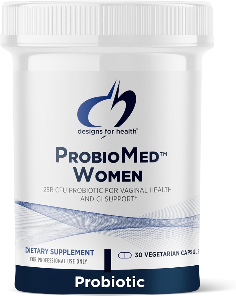 Diseños para Mujeres ProbioMed de Salud - Vaginal Probióticos para Apoyar Equilibrio de pH, Confort Vaginal, Salud Inmune y Salud Gut para Mujeres - Probiótico sin lácteos (30 cápsulas)
