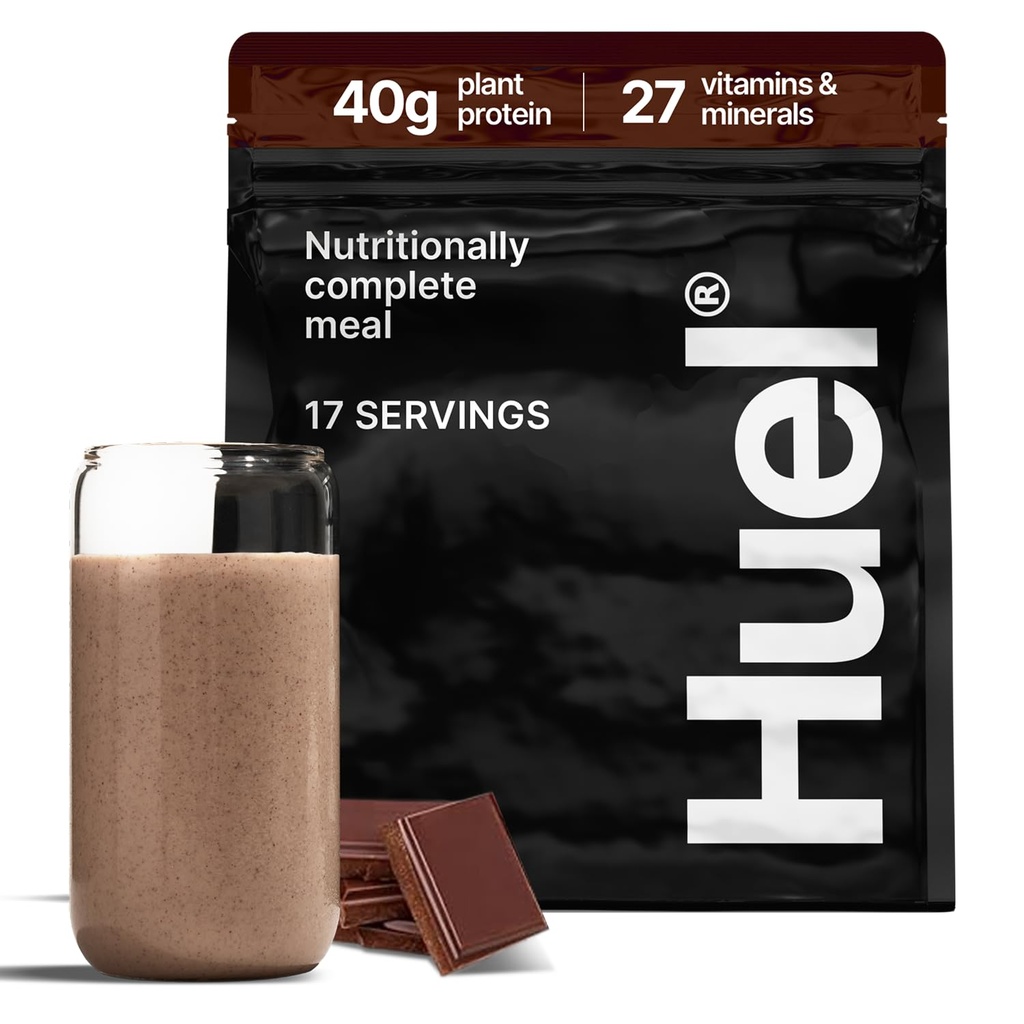 Huel Black Edition  Chocolate 40g Vegan Protein Powder  tolera Nutritionally Complete Meal TEN 27 Vitaminas y Minerales, Gluten Free TEN 17 Servings