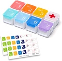 Organizador de medicamentos, DIY Travel Funda organizadora semanal de píldoras, Daily Pill Box/Container 7 Day, Pill Dispenser/Container for Vitamin/Fish Oil (1 Time A Day, Rainbow)