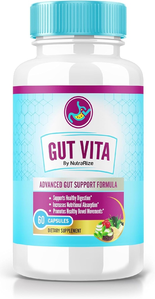 Gut Vita Capsules - Gut Vita Supplement for Advanced Digestive Wellness, All-Natural Formula to Support Gut Health, GutVita Resting Optimal Gut Flora, Pastillas Reseñas (60 cápsulas)