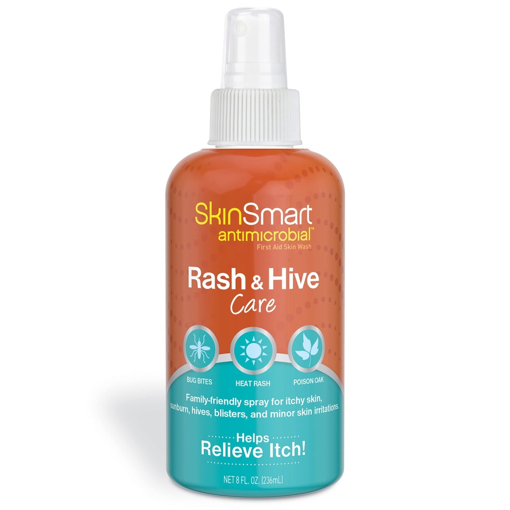 SkinSmart Antimicrobian Rash and Hive Care, First Aid Skin Wash, 8 oz Spray Bottle