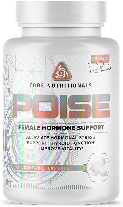 Nutrición básica Poise Mujer Hormona Apoyo Silencioso de la hormona tiroidea Balance & Menstrual Apoyo Silencio con Magnesium & Iodine Silencio Antioxidante Rich tención 112 Capsules vegetales