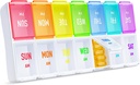 ZIKEE Rainbow Organizador semanal de píldoras 2 veces al día para el seguimiento fácil, AM Caso de píldoras, gran caja de 7 días Dos veces al día, organizador de medicamentos sin BPA para píldoras, vitaminas, aceites de pescado, suplementos