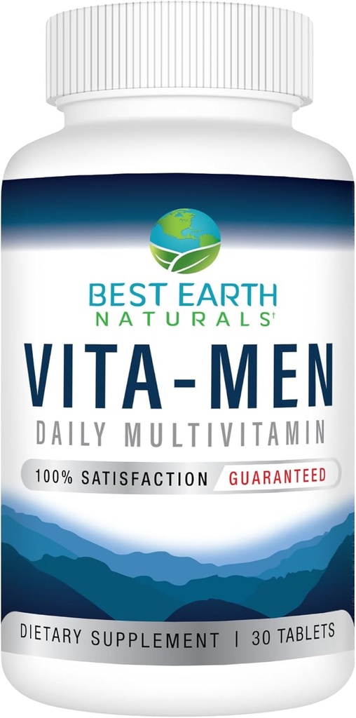 Mejores Naturales Vita-Men Daily Multivitamin y Mineral Fórmula de Bienestar y Vitalidad Soporte 30 Tabletas