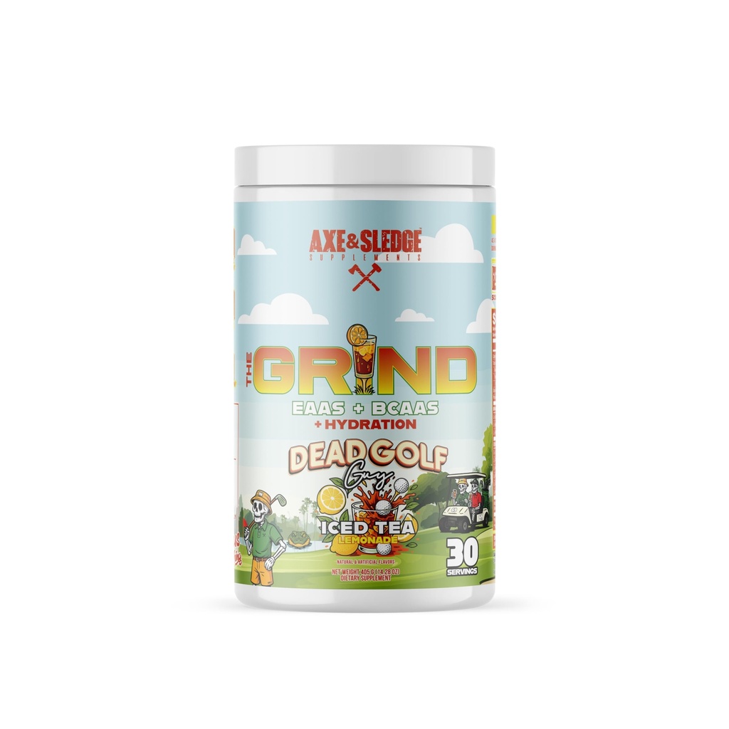 Axe &amp; Sledge The Grind Essential Amino Acids TENEAA &amp; BCAA Powder SilencioRecuperación muscular " Electrolytes for Hydration TEN Stimulant-Free, Vegan TEN 30 Servings, Dead Golf Guy