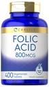 Carlyle Folic Acid 800 Mcg Tablets  400 Cuenta peru Vegetarian, Non-GMO, Gluten Free