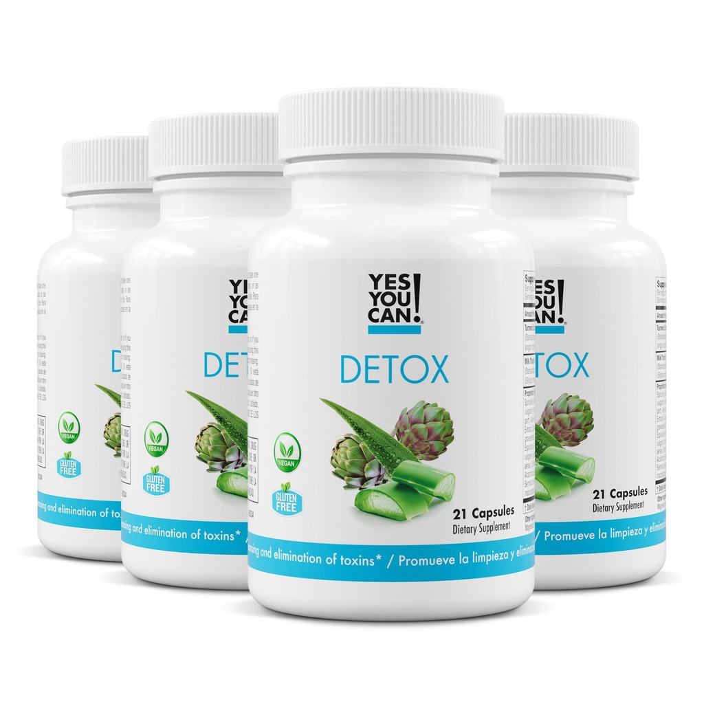 ¡Sí puedes! Píldoras de desintoxicación natural - Limpieza diurética con electrolitos & vitaminas - Ayudas con retención de agua - Sin gluten, 21 cápsulas (4 paquete)