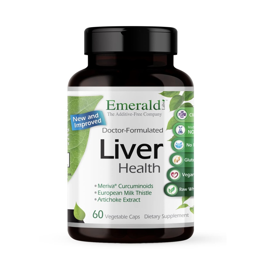 EMERALD LABS Liver Health - Suplemento de soporte para el hígado con extracto de esteto de leche europeo - Soportes Sistema de inmunología saludable, niveles de energía " Gallbladder* - 60 cápsulas vegetales (30-Day Supply)