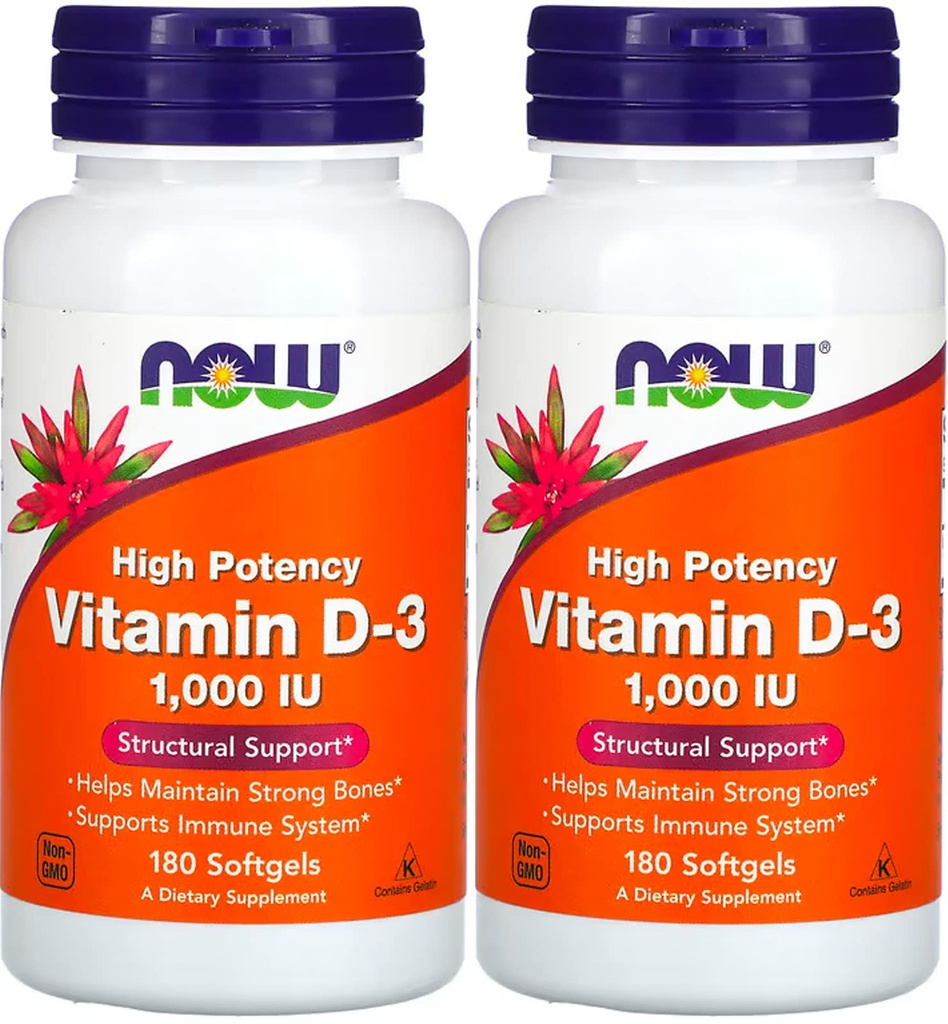 Ahora Alimentos - Vitamina D3-1000iu (180 softgels) 2 PACK