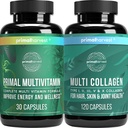 Primal Harvest Multivitamínico & Collagen Suplementos para Mujeres y Hombres Multi Vitaminas Capsules y Collagen Peptides Pills Bundle