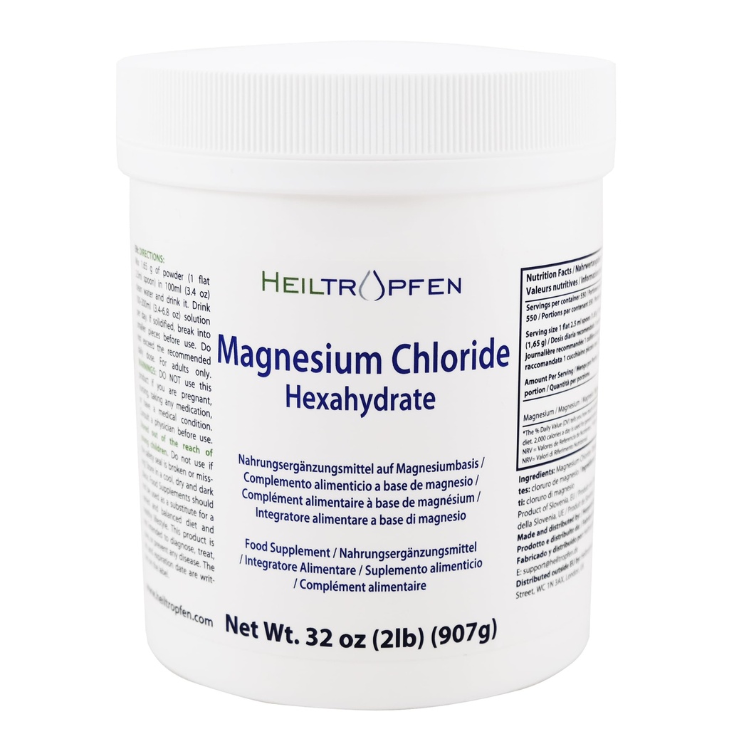 2 Libras Magnesium Chloride Hexahydrate ← Ingredientes de Grado Farmacéutico ← Crystal Powder ← Pure Ph. EUR., BP, USP, 100% tención Heiltropfen®