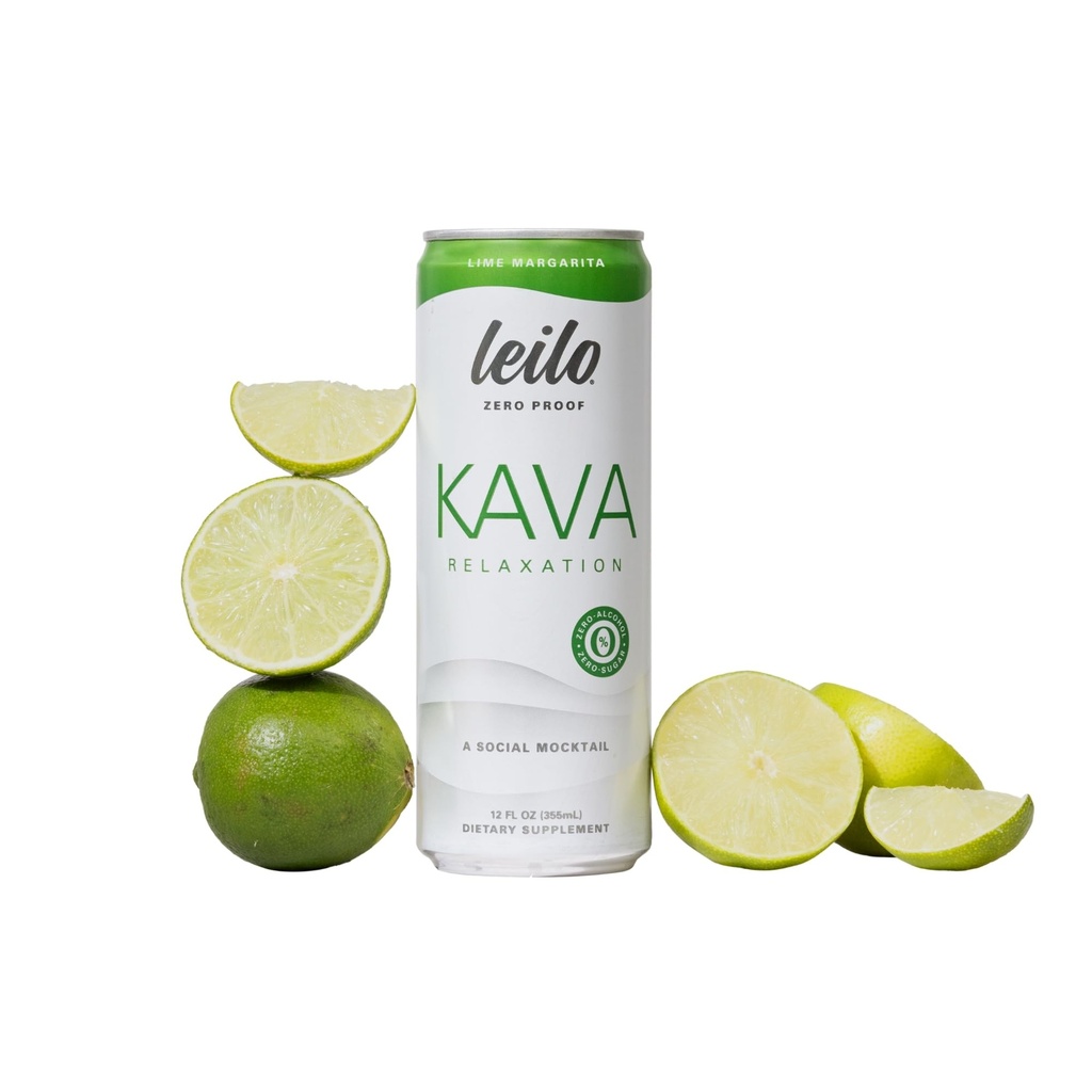 LEILO ← Kava Powered Lime Margarita Mocktail Bebida ← 12-Pack - Libre de azúcar &amp; No ALC Relajación Funcional Apoyo  12 fl oz Cans (Pack of 12)