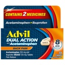 Advil Dual Action Back Pain Caplets ofrece 250mg Ibuprofen y 500mg Acetaminophen Por Dose durante 8 Horas de Back Pain Relief - 72 Cuenta