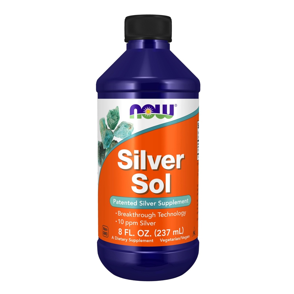 AHORA Suplementos de Alimentos, Sol de Plata 10 PPM con Plata Elemental y Agua Deionizada, Líquido, 8 onzas