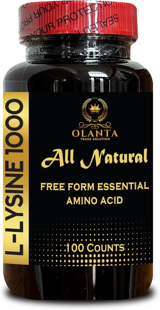 L-LYSINE 1000 mg Free Form Amino Acid Essential - Lysine Supplement Muscle Maintenance and Recovery Immune System, Amino Acid Free Form, Advanced Formula Lysine - 1 Bottle 100 Counts