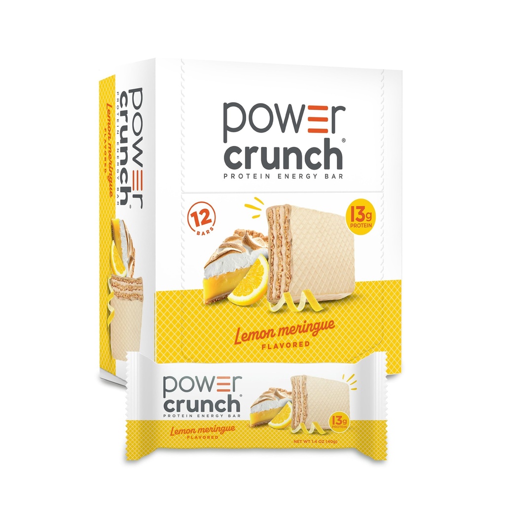 Power Crunch Protein Wafer Bares, High Protein Snacks with Delicious Taste, Lemon Meringue, 1.4 Ounce (12 Conde)