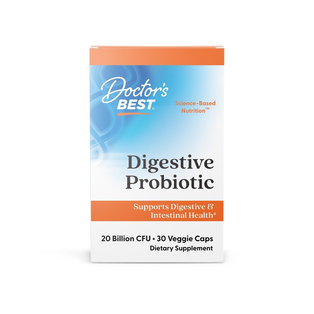 Médicos Mejor Probiótico Digestivo 20 Billones CFU con Howaru, apoya la salud digestiva e intestinal, no GMO, Gluten Gratis, Vegan 30 Veggie Caps