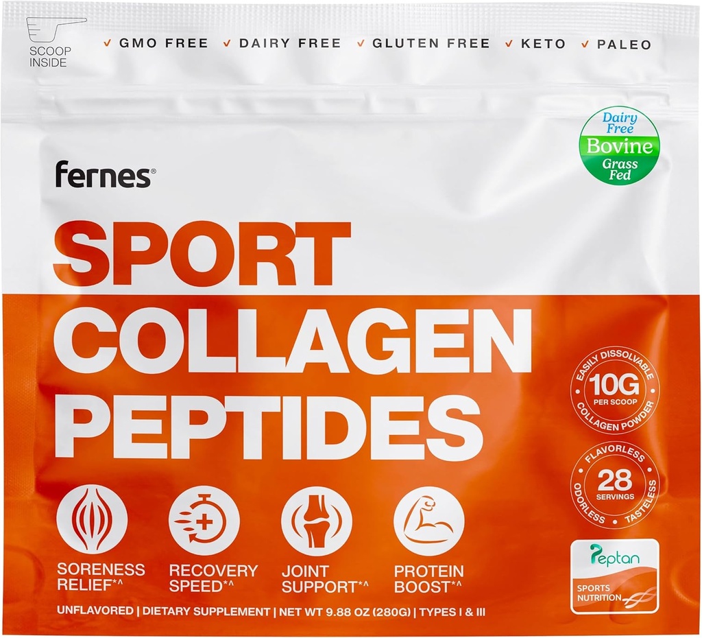 Hidrolyzed Collagen Peptides Protein Supplement for Women &amp; Hombres - Muscle & Workout Recovery, Joint & Bone Support - Grass Fed Type I & III - Keto, Paleo - 28 Servings, 9.88 oz, Unflavored Powder