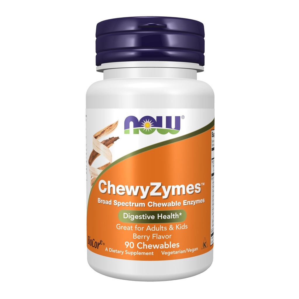 AHORA Suplementos de alimentos, ChewyZymes, Enzimas de Chewable Espectro Amplio, Sabor Berry, 90 Chewables