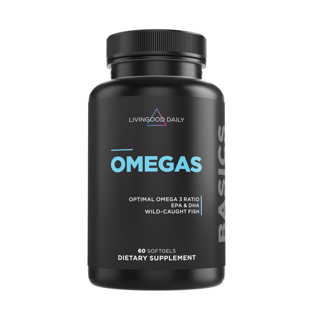 Livingood Daily Fish Oil Omega 3 Suplemento, EPA y Dha de Wild Caught Fish, Omega 3 Fatty Acids for Heart, Brain, and Joint Health for Men and Women, Gluten Free, 30 Day Supply, 60 Softgels