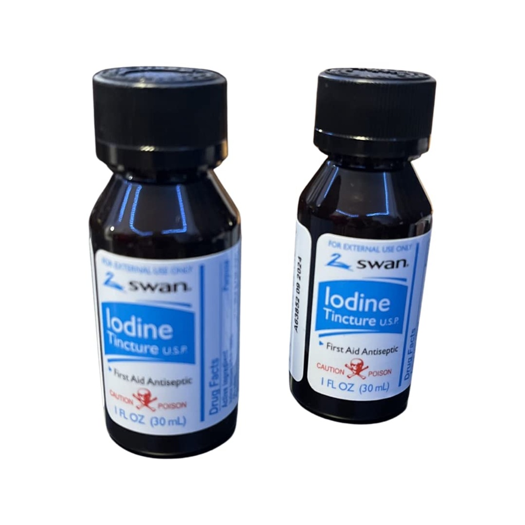Swan Iodine Tincture First Aid Antiseptic 2% Iodine USP, 1 Oz Bottle, 2,4 o 6 Pack (6)