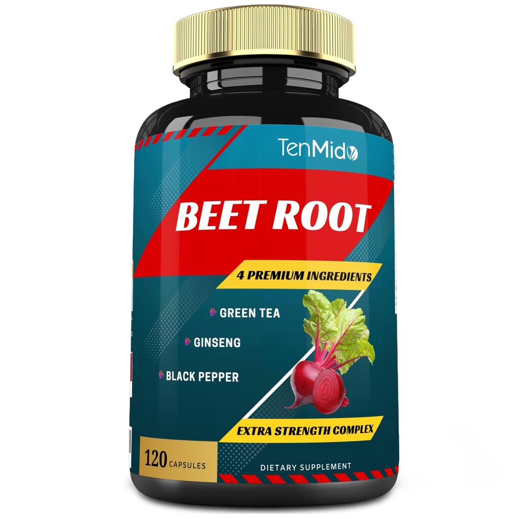 Beet Root Extract Capsules, 4 Meses Supply " Green Tea, Ginseng, Black Pepper TENIDO Aumento de Energía, Athletic Performance Supports, Boosts Stamina ← Suplementos de entrenamiento nutricional