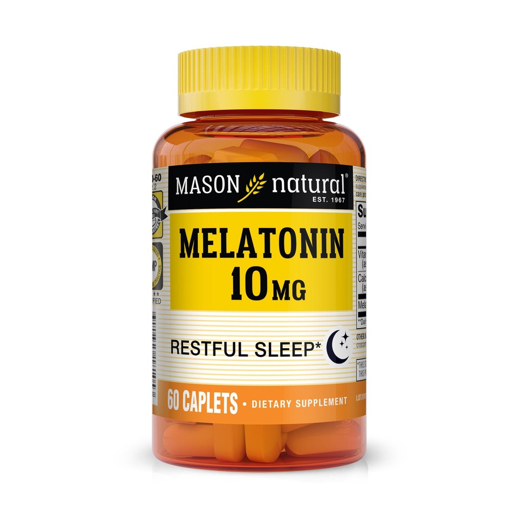 MASON NATURAL Melatonin 3 mg with B6 & Calcium, Natural Sleep Aid, Supports Restful Sleep, 60 Tablets