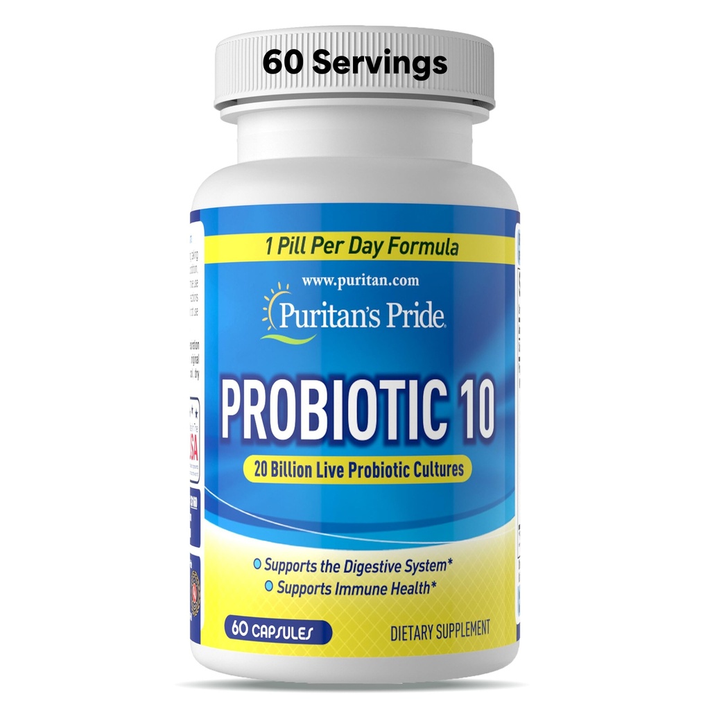 Probiótico de Puritan 10 con vitamina D para ayudar a apoyar la salud del sistema inmunológico*, 60 cuenta, blanco