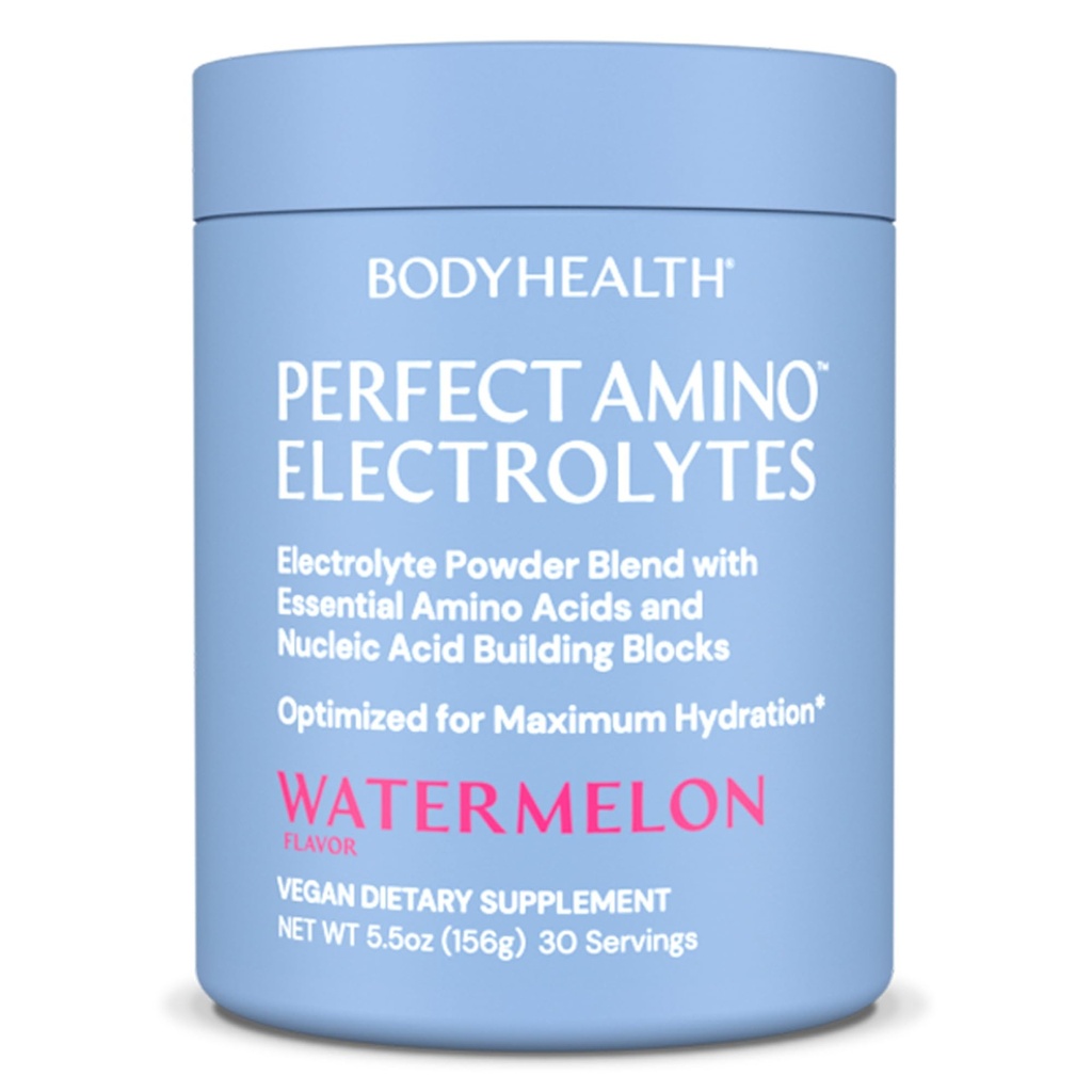 BodyHealth PerfectAmino Electrolytes Polvo No Azúcar, Keto Sugar Electrolitos de ayuno gratis Bebida Mix, Hidratación Polvo con Minerales Trace - Watermelon - 30 Servimientos